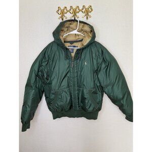 Vintage Polo Ralph Lauren Down Puffer Jacket Mens Extra Large XL Green Hooded